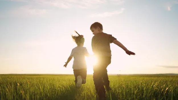 Children Running In The Countryside